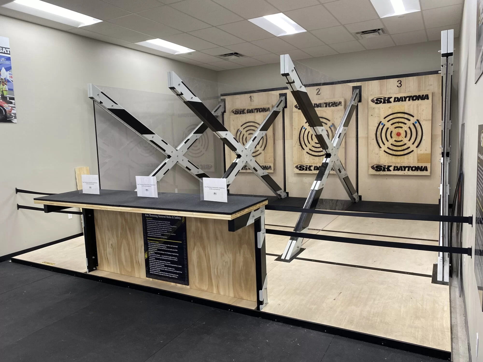 What is the distance for axe throwing