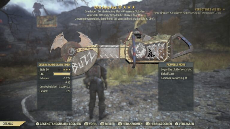 how to get auto axe fallout 76